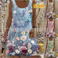2021 Casual Floral round Neck Printed All-Matching Vest Dress.