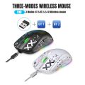 6-Key 2.4G- Wireless Mouse Tri-mode RGB Glowing 12 Lighting Bluetooth-compatible Game TypeC Charging Mouse Rechargeable.