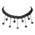 Black Flower Rhinestone Choker Necklace Women.
