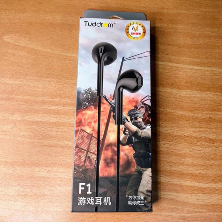 Tuddrom F1 Wired Earphones with Mic for Gaming and Music