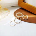 Retro Hong Kong style simple four-piece ring women's fashion design sense index finger ring personality contrast beaded ring 959. 