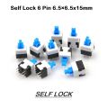 5Pcs- SELF LOCK 6 Pin Square 6.5×6.5x15mm 6Pin DIP 0.1A 30V DC Mini Self-Locking On Off Multimeter Switches Power Switch Self Lock On/Off Double Row Latching Switch. 
