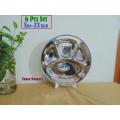 4 SECTION 6 Pcs 13 Inch Large Size PLATE Stainless Steel Divided Plate . heavy Quality Stainless Steel Plate Set..