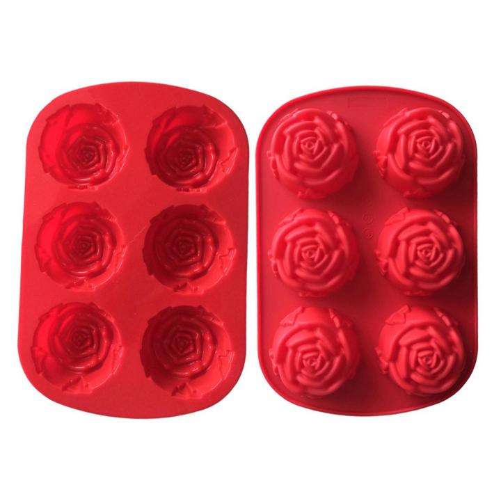 （New）6 Cavity Roe Flower hape ilicone Cookie Bakeware Pan Tray Muffin Cake Mold