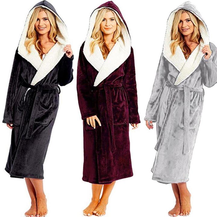 Robes For Women Winter Plush Lengthened Shawl Bathrobe Home Clothes Long Sleeved Robe Coat Szlafrok Damski Robes Women Sleepwear