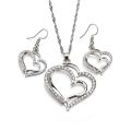 Diamond Crystal Heart Pendant Necklace Earrings and Bracelet Set Romantic Wedding Party Jewelry Set for Women 7 buyers. 