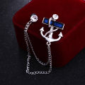 Anchor Stone Chain Brooch For Men & Women Fashion Suit Accessories.
