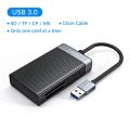 【Happy childhood memories】(New) USB 3.0 USB C card reader 4 in 1 Memory smart card reader SD TF CF Ms Compact Flash card adapter 15cm cable for laptop.