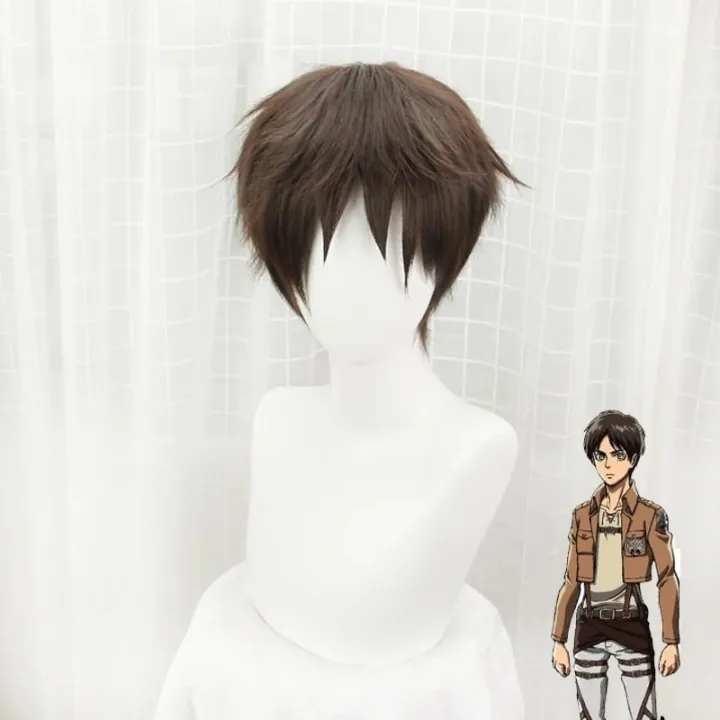 Relax night Attack on Titan Eren Jaeger Cosplay Wig 30cm Short Straight Brown Heat Resistant Synthetic Hair Wigs