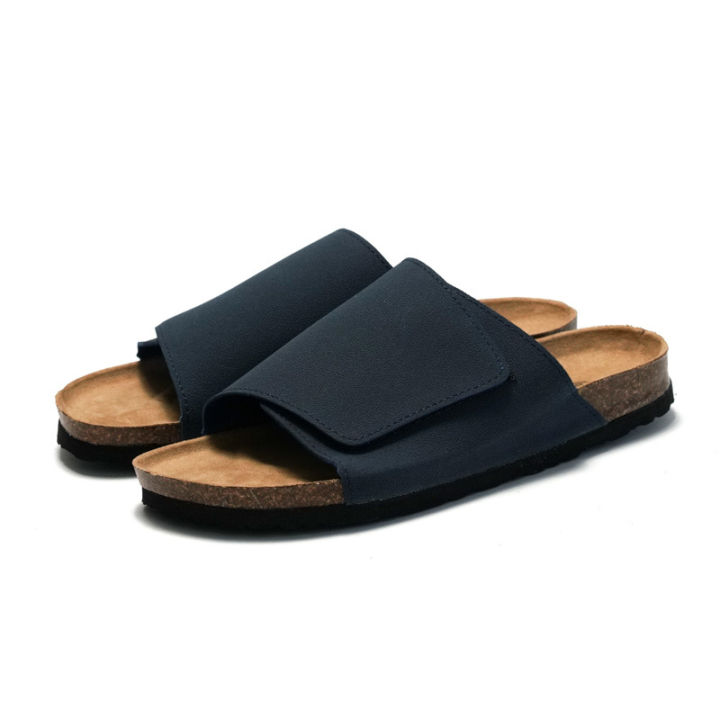 New%20Suede%20Leather%20Cork%20Slippers%20for%20Men%20Summer%20Classic%20Flat%20Shoes%20Summer%20Men%20Outside%20Beach%20Sandals%20Man%20Roman%20Comfortable%20Slides%20-%20Image%204