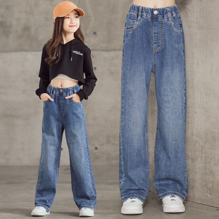 Girls%20Simple%20Denim%20Wide-leg%20Pants%20Spring%20and%20Autumn%20Pants%202023%20New%20Outer%20Pants%20Korean%20Version%20Loose%20Denim%20Wide-leg%20Pants%20-%20Image%203