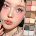Silky Waterproof Pearlescent Eye Shadow Plate Earth Color Eye Lying Silkworm Highlighter Cosmetics. 