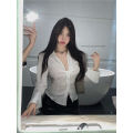Hot Girl Pure Desire Long-Sleeved Shirt Women's French Minority Unique Design Top Chic Sweet and Spicy Shirt Summer. 