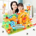 Newest Big Size Turntable Marble Race Run Building Blocks Creative Piano DIY Blocks Plastic Funnel Slide DIY Assembly Bricks. 