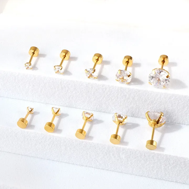 %E3%80%90LuckyBabyFans%20Store%E3%80%91Luxusteel%201pairs/2PCs%20stainless%20steel%20crystal%20studs%20earrings%20for%20Women%20Men%20prong%20Tragus%20round%20clear%20cubic%20ear%20-%20Image%204