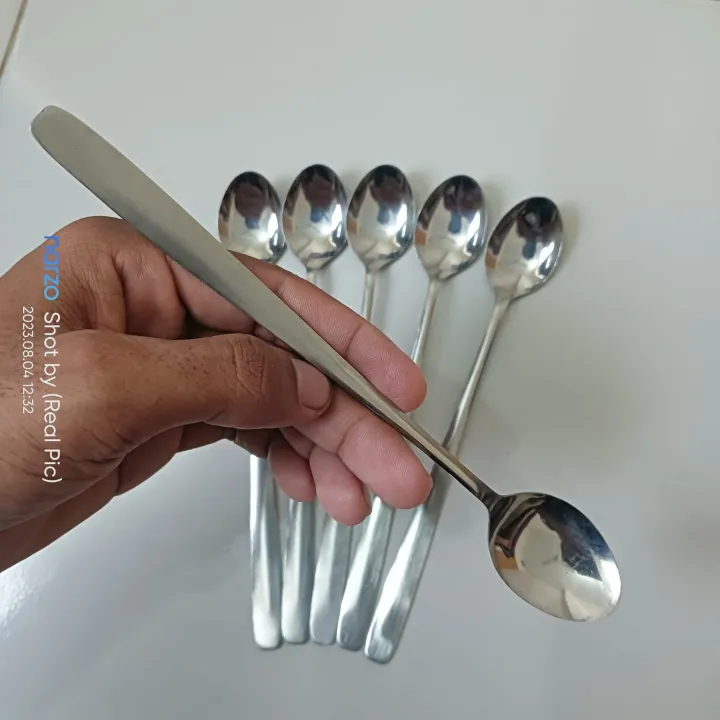 Rosy%20Long%20Handle%20pickling%20spoon%206%20Pieces%20Stainless%20Steel%20Teaspoon%20Coffee%20Dessert%20Mixing%20Spoon%20Round%20Soup%20Spoon%208%20inches%20-%20Image%204