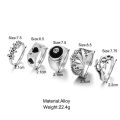 Enacolor 5Pcs/Set Retro Silver 8 Poker Ring Vintage Spades Solitaire Creative Personality Joint Rings Set Accessories.