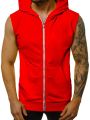 Hot selling men's lace up hoodie with open front zipper hoodie, sleeveless fashionable sports jacket, men's clothing. 