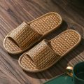women and men Slippers non-slip home rattan grass indoor couple home men and women spring and summer bamboo woven sandals.