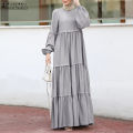 Zanzea Wanita Muslimah Wanita Muslim Abaya Dubai Lengan Panjang Maxi Pakaian Panjang Penuh Sundress Plus.