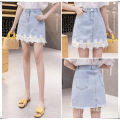 Denim skirt women's clothing 2024 summer new high-waisted korean version of women's skirt high-waisted hip skirt manufacturer batch. 