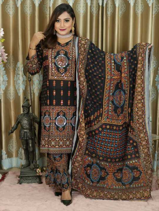 Readymade Stylish And Comfortable Made By Lilen Fabric Ghararah Three Piece For Women