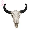 Resin Fake Cow Skull Horn Wall Hanging Ornament Crafts Bar Restaurant Decoration. 