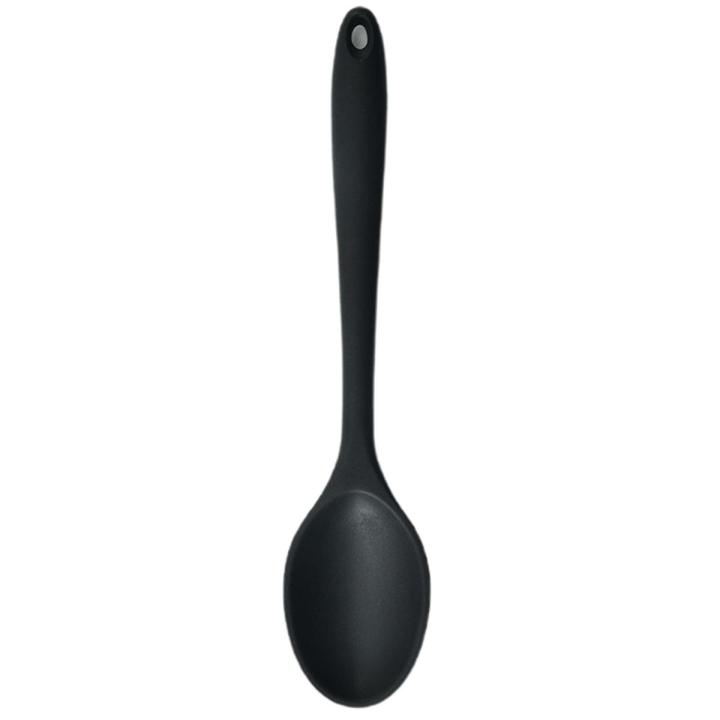 Silicone Spoon Long-handled Heat-resistant Solid Color Food Grade Cooking Spoon Tools for Home