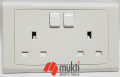 MK Made in Singapore SLIMLINE PLUS 13A 3 Pin Flat Dual Outlet 2 Gang Socket with Switch Three 3Pin.