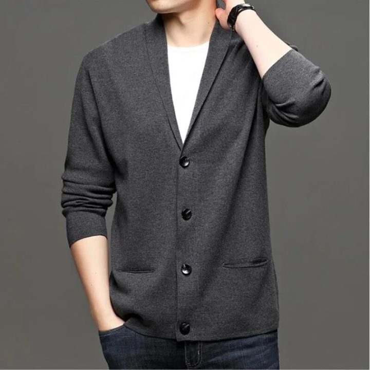 Korean%20Cardigan%20Men's%20Sweater%20Knit%20Top%20Male%20Clothes%20Black%20Long%20Sleeve%20V-Neck%20Wweater%20Oversize%20Sweater%20Jacket%20Men's%20Coat%20S-3XL%20-%20Image%204