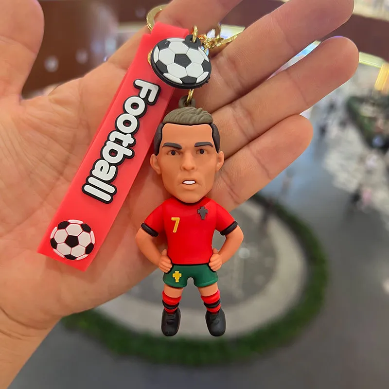 Football Ronaldo Player Figure Soccer Star Keychain Bag Pendant