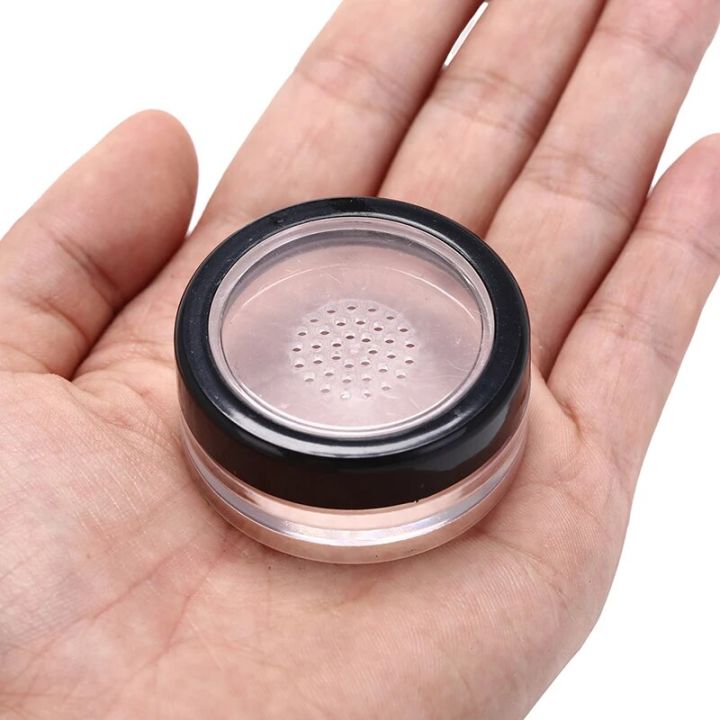 10g Plastic Loose Powder Jar With Sifter Empty Cosmetic Container Black Matte Cap Makeup Compact Portable Loose Powder Box
