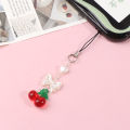 Y2K Cute Bow Cherry Phone Lanyard Sweet Summer Mobile Phone Chain For Girls Korean Beaded Cell Phone Charm Keychain MIRRORRR. 