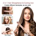 2 In 1 Hair Straightener and Curler Ceramic Flat Iron Hair Crimper LCD Hair Straightening Curling Iron Corrugation Hair Waver.