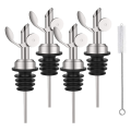 4 Pcs Stainless Steel Bottle Pourers,Self Closing Olive Oil Dispenser Spout,Auto Flip Feature Liquor Pour Spouts Gold Durable Easy to Use.