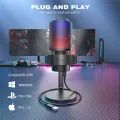 FIFINE USB Microphone for Recording and Streaming on PC and Mac,Headphone Output and Touch-Mute Button,Mic with 3 RGB Modes -A8. 