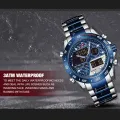 NAVIFORCE NF 9171 Silver And Royal Blue Two-tone Stainless Steel Dual Wrist Watch For Men - Royal Blue & Silver.