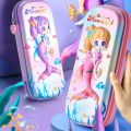 3D three-dimensional mermaid pencil case EVA plastic cartoon cute stationery box student school supplies storage box kids gifts.