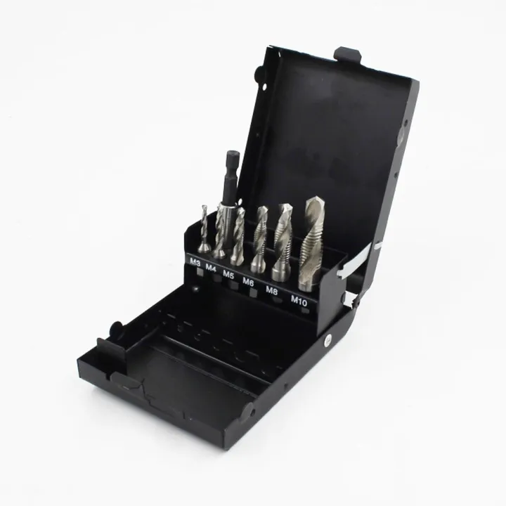 KOGEEK%206pcs%20M3-M10%201/4"%20Hex%20Shank%20Composite%20Tap%20Drills%20Thread%20Tap%20Taper%20Drill%20Bit%20Set%20Spiral%20Compound%20Drill%20-%20Image%204