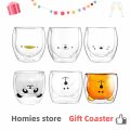 Glass Mugs Double Wall Glass mug, Bear  Double-layer glass mug Coffee Cup, Christmug gift ,cute Tea Milk Cup. 