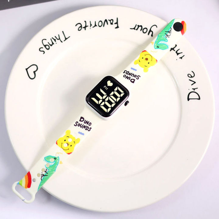 Dinosaur White  - Children's Classic Digital Square Watch