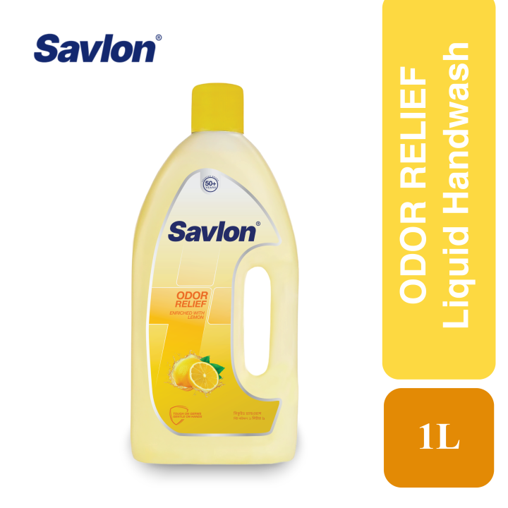 Savlon Handwash | Odor Relief Liquid Hand Soap Refill 1L | Lemon Extract Infused Formula Keeps Hands Fresh & Odor-Free
