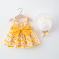 (New) summer girl baby girl bow strap Daisy dress beach dress tank top Princess dress lovely evening party dress. 