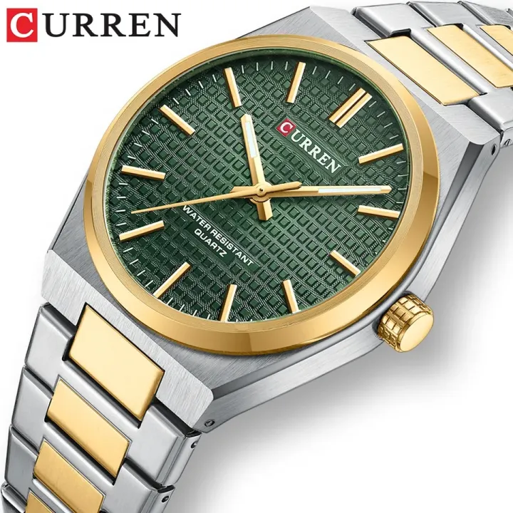 CURREN%208439%20Silver%20And%20Golden%20Two-tone%20Stainless%20Steel%20Analog%20Watch%20For%20Men%20-%20Green%20&%20Golden%20-%20Image%203