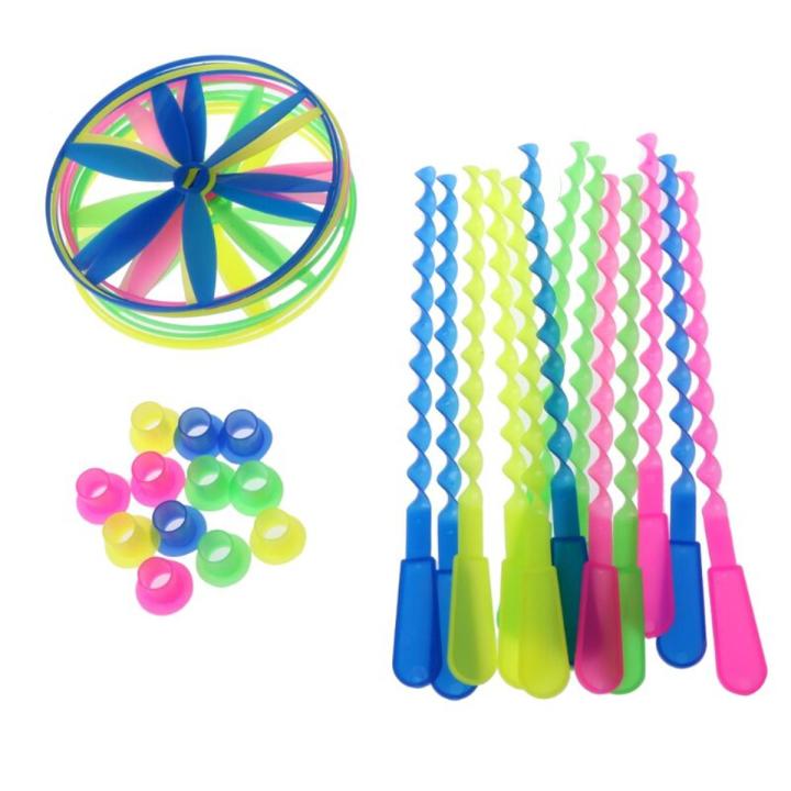 12pcs Children Outdoor Play set Games Kids Toys Hand Made Rotating Dragonfly Flying Saucer Toy Twisty Flying Saucers Helicopters