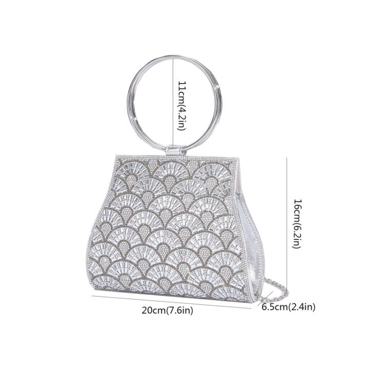 2023%20Cross-border%20Dinner%20Bag%20Light%20Luxury%20Handbag%20Women's%20Diamond%20PU%20European%20and%20American%20Chain%20Bag%20Silver%20Pie%20Opponent%20Bag%20-%20Image%204