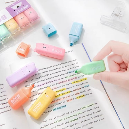 4/5/6Pcs Highlighter Markers 6 Fluorescent Macaroon Colors High Quality Rectangular Marker Student Stationery Office School Art Use