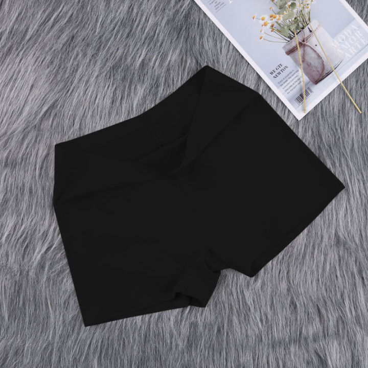 Women's Seamless Knickers Boy Shorts Solid Pattern Underpants with Logo on Waist Plain Dyed Safety Panties for Girls Under Wear