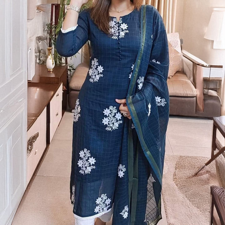 Unstitched Cotton Skin Print Salwar Kameez New Design Three Piece For Women