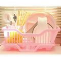 Individual Environmental Plastic Kitchen Sink Dish Drainer Set Rack Washing Holder Basket Organizer Tray, Approx 17.5 x 9.5 x 7INCH (Pink) Exquisite Product. 